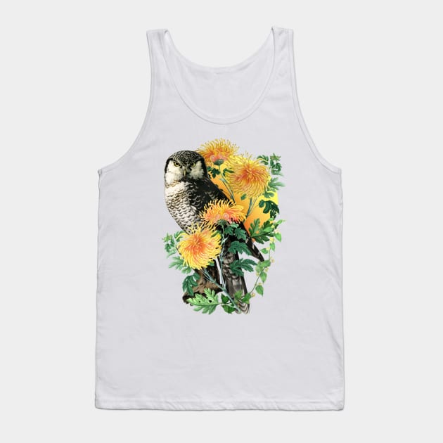 Owl Behind The Flower Tank Top by Orange-C